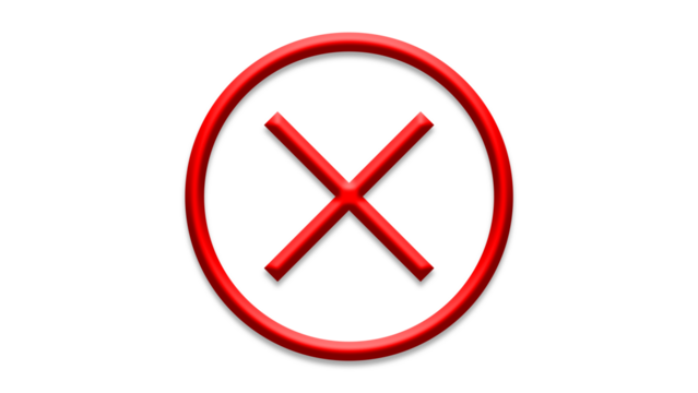 red cross checkmarks. wrong icons. Illustration of a bold red x mark centered on a white background indicating rejection or cancellation. website and app ui ux design