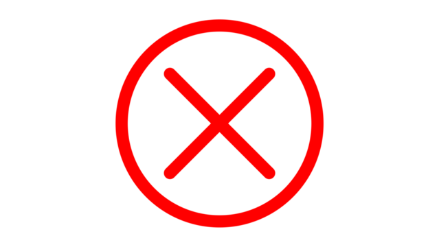 red cross checkmarks. wrong icons. Illustration of a bold red x mark centered on a white background indicating rejection or cancellation. website and app ui ux design