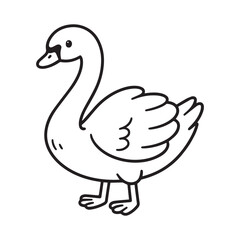  Graceful Swan Standing Outline for Elegant Animal Coloring Book Page.