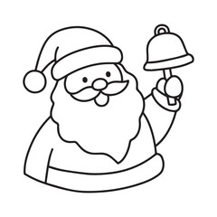 Jolly Santa Claus Holding Bell Outline for Fun Christmas Coloring Page. 