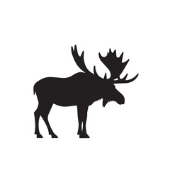 Obraz premium Set of black moose silhouettes in various poses.
