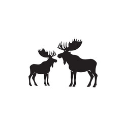 Fototapeta premium Set of black moose silhouettes in various poses.