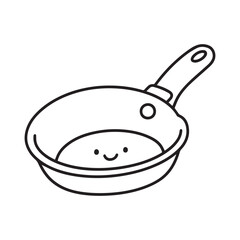 Simple Frying Pan Outline for Creative Kitchen-Themed Coloring Book Page.