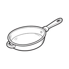 Simple Frying Pan Outline for Creative Kitchen-Themed Coloring Book Page.