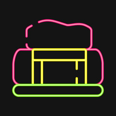 Icon tunnel. Gold mining elements. Icon in neon style.