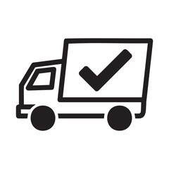 Delivery truck with checkmark icon