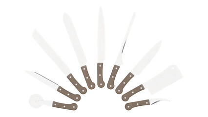 Obraz premium Collection of kitchen knives arranged in a circular pattern