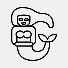 Icon mermaid. Pirates theme elements. Icon in line style.