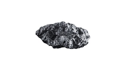Black stone on clean white background, minimal style, sharp texture and detail, perfect for product display, spa, wellness, geology, natural materials, and modern design concepts.
