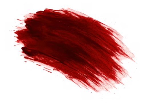 Red brush stroke creating an abstract paint smear, showing texture and grunge effect. Transparent background - Powered by Adobe