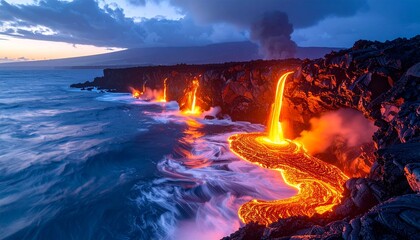 Volcanic Coast with Lava Flow