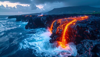Volcanic Coast with Lava Flow