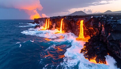 Volcanic Coast with Lava Flow