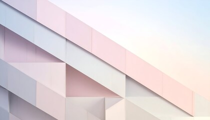 Abstract Geometric Pattern with Soft Pink and White Colors on Modern Architectural Wall
