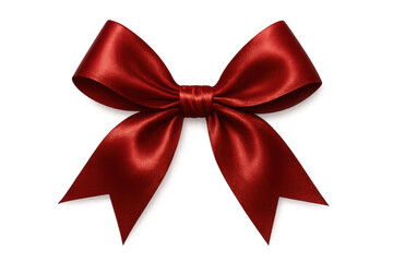 Fototapeta premium Red satin bow with elegant folds, symbolizing gift, celebration, and festive decoration, isolated on a transparent background