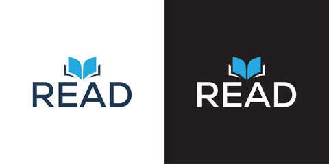 reading book logo logo design lettering read logo
