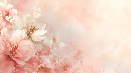 floral background in pink and ivory tones, for love letters, wedding invitations, birthday card backdrop