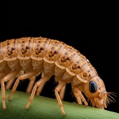 Detailed macro photograph highlighting the rigid chitinous exoskeleton structure and intricate body segmentation common among invertebrate animals ,arthropod ,texture ,defense