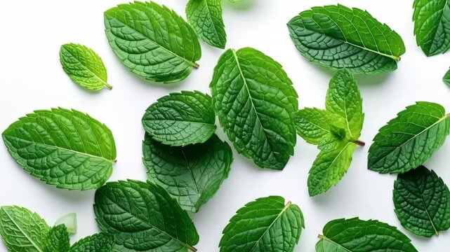 Fresh Mint Leaves Layout.