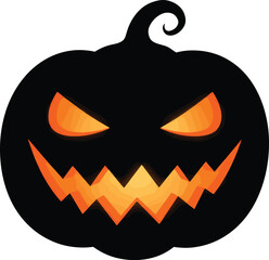 Fototapeta premium Spooky Jack-O'-Lantern Vector Illustration with Glowing Orange Face for Halloween Design and Autumn Celebrations