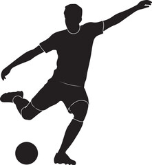 Obraz premium Black silhouette illustration of a male soccer player kicking a ball football