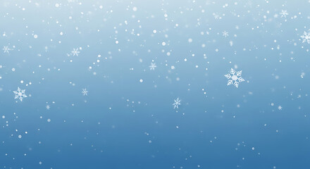Falling snowflakes on abstract blue background with stars for winter and Christmas celebration