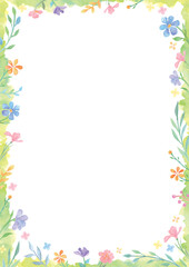 Watercolor Floral Frame Background for Spring-Green frame