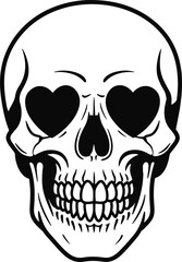 Obraz premium Skull Icon with Heart-Shaped Eyes A Vector Illustration for Design Projects