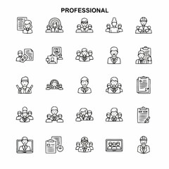 Professional people icons representing various business and work scenarios.