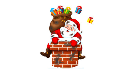 Santa with gift bag  isolated image