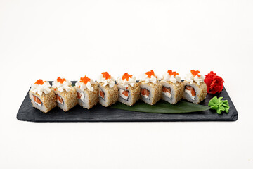 Salmon Sushi Roll with Caviar