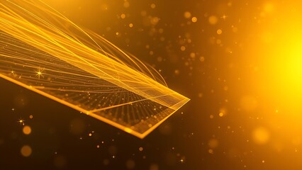 updraft. Thin metal sheets lifted by celestial golden photonic winds in space. product launch decks, UI/UX mockups, designed for product launches and innovation pitches, used by teachers.