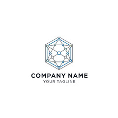 Abstract Hexagon Network Logo Design with Connected Dots and Lines.