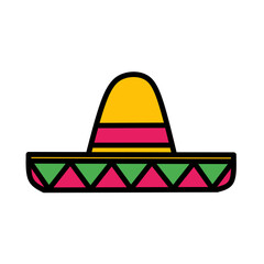 Modern Flat Design Sombrero Mexican Hat Traditional Icon with Bold Outline