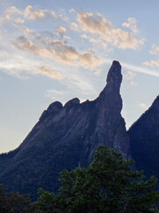 Sharp rock pinnacle in rugged mountain range