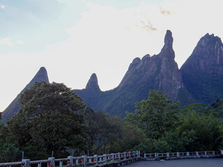 Scenic viewpoint overlooking rocky mountain peaks