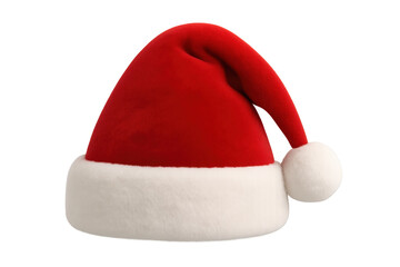 Santa claus hat presenting festive celebration symbol for christmas and winter holidays with fluffy pompom