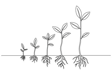 Minimalist botanical life cycle with roots and ground element