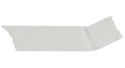 Gray Torn Masking Tape Piece Isolated on Transparent Background – Realistic Adhesive Tape Texture for Design and Scrapbooking