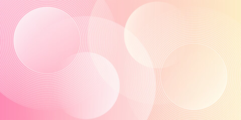 Minimalist banner background, pastel colorful, pink and yellow gradations. Circle effect style geometric, abstract background. Eps 10.