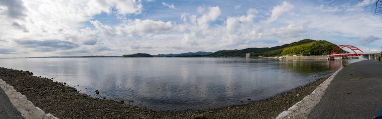 静岡県浜松市 秋の浜名湖　奥浜名湖　パノラマ写真
