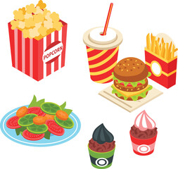 illustration of a fat food set