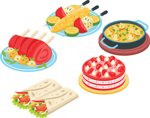 illustration of a fast food set