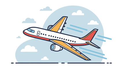 A commercial airplane flying in the sky with clouds