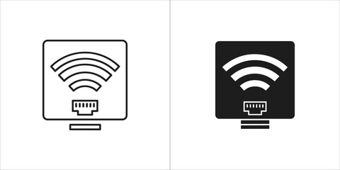 Computer monitor icon with wifi signal, symbolizing network connectivity and wireless internet access