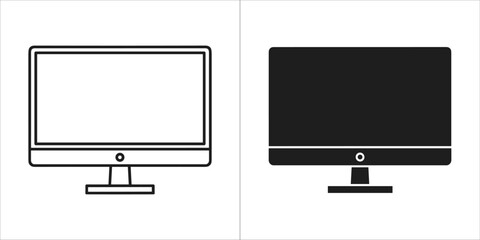 Two computer monitor icons, one outlined and one solid black, on a
