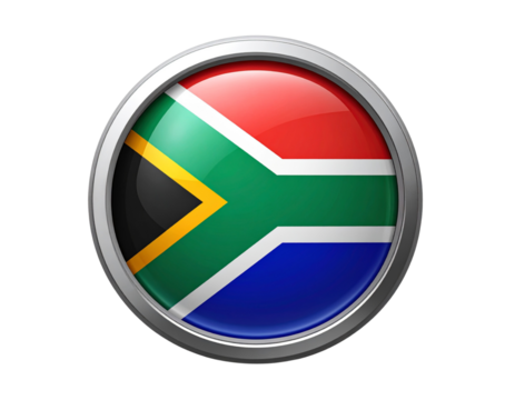 High-Quality 3D South Africa Flag Button Icon with Glossy Finish