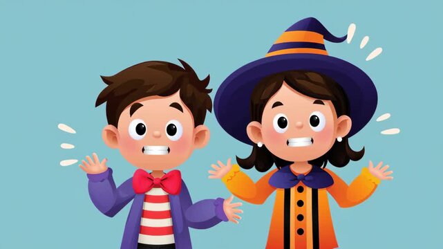 Children celebrating Halloween in costumes