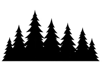 Obraz premium Forest trees line silhouette creating a winter or nature landscape element on transparent background