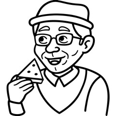 Obraz premium Senior Man Eating Watermelon